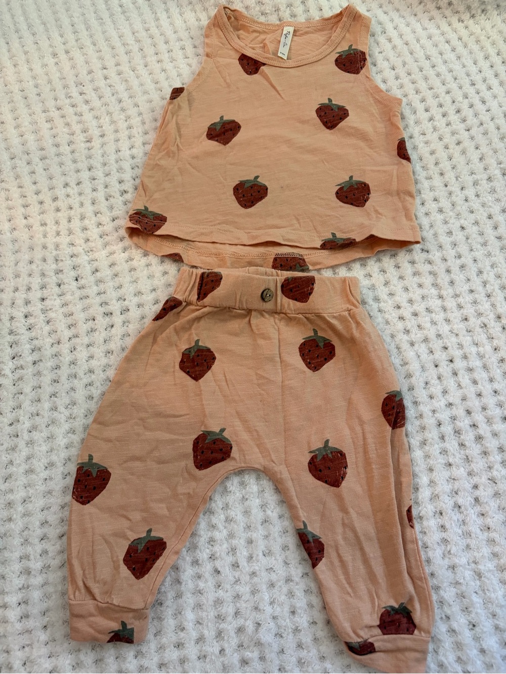 Rylee + Cru Peach Tank and Strawberry Print Pants Set